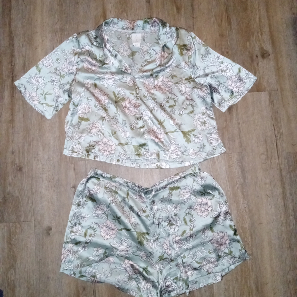 Joie Floral Satin Pajama Set - Mint Green
